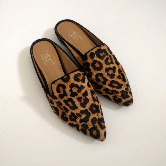 franco sarto leopard mules